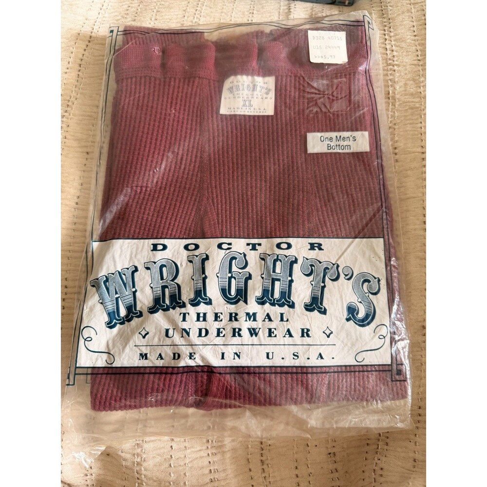 Vintage Doctor Wright's Thermal Long Johns  Mens Pants NOS L 1980S